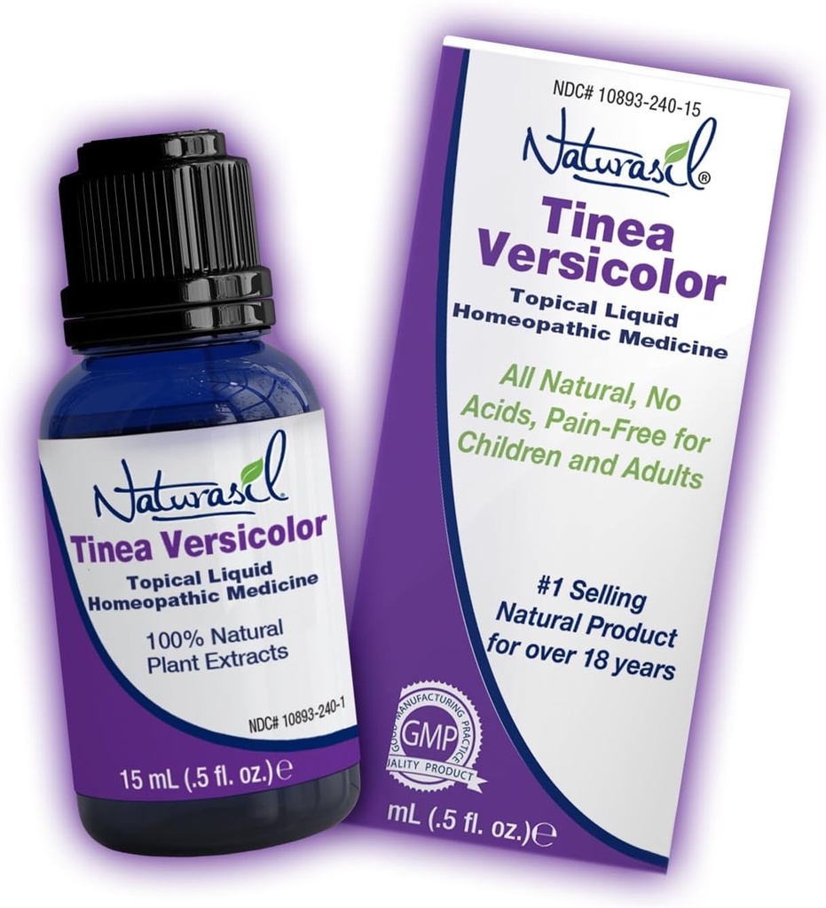 Naturasil Leistungsstarke Tinea Versicolor Behandlung - Fast-Acting Tinea Versico Relief | Best für Candida, Jock Itch, Sportler Fuß & Verfärbung| Sicher für alle Altersstufen Effektiv für viele Hauttypen| 15mL