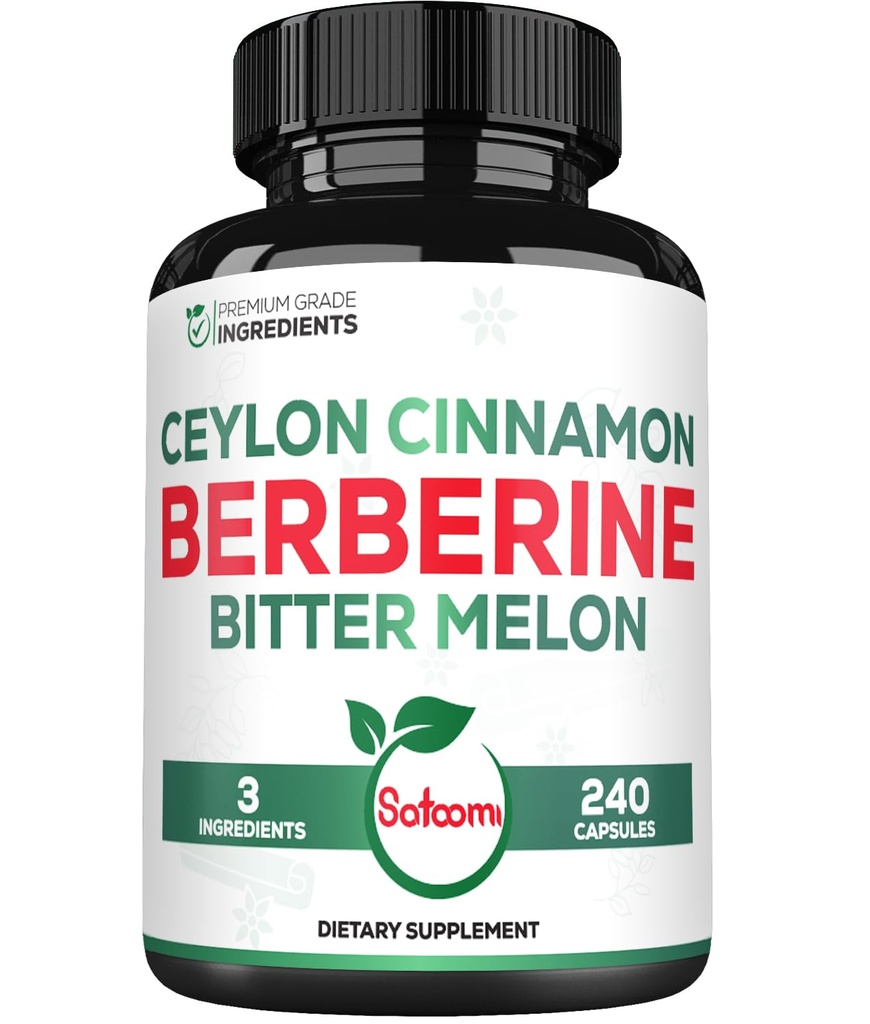Berberina 1500mg Supplemento con Organic Ceylon Cinnamon Bark & Bitter Melon - 240 Vegan Capsule per 80 Serve - Immune System, Heart Health, Body Management & Digestion Support