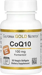 California Gold Nutrition CoQ10 100 mg, Coenzyme Q10 Ubiquinone USP, Supporta la funzione mitocondriale*, 30 Veggie Softgels
