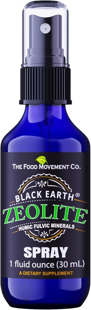 Schwarzer Erde Zeolit mit Humic Fulvic Acids, Trace Minerals, für Erwachsene und Kinder unterstützt Gut Gesundheit, Immununterstützung, Verdauung und Elimination und Mehr 1oz Flüssigkeitspumpe Spray Supplement