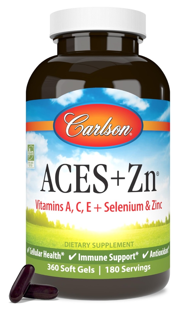 Carlson - ACES + Zn, Vitamine A, C, E + Selen & Zink, Multivitamin mit Zink, Zellgesundheit & Immununterstützung, Selenium Multivitamin, Antioxidans, 360 Softgels