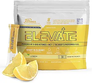 Real Ketones MCT & BHB Exogenous Ketones Drink Mix Packets Elevate Keto Electrolytes Powder Packets No Sugar with 4 Main Electrolytes Plus Hydrating Proprietary Keto BHB - 30 Pack Lemon Twist