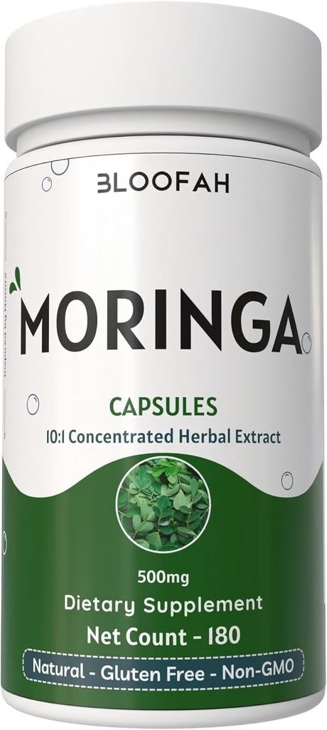 Estratto di caffè verde 500mg | 100% Pure Moringa Oleifera Leaf | Polvere di estratto concentrato 10:1 | Non OGM, Nutriente-Rich Vegetariano Green Superfood (180 Conteggio (Pack of 1)