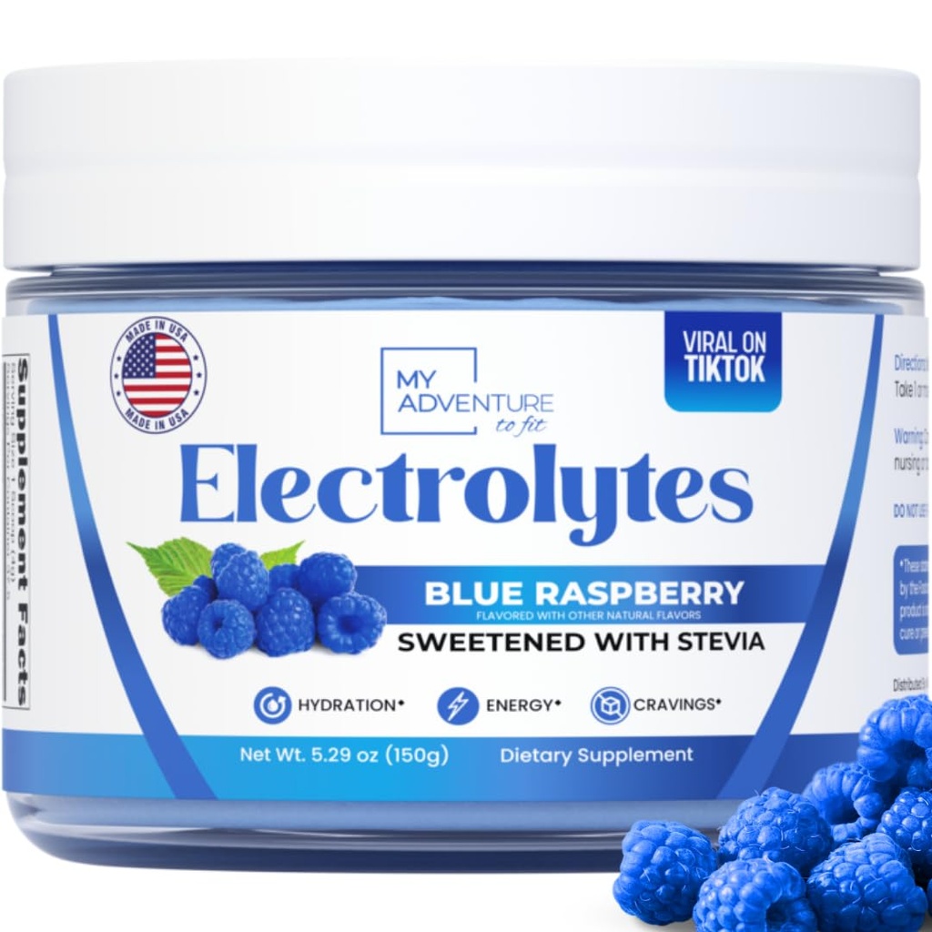 Zero Sugar - Blaue Himbeere Elektrolyte Pulver - Refreshing Hydration - Koffeinfreie Energie - Alle natürlichen Inhaltsstoffe - Vegan, Keto und Paleo - Zuckerfreie Elektrolyt-Pulver-Mischung - 37 Portionen