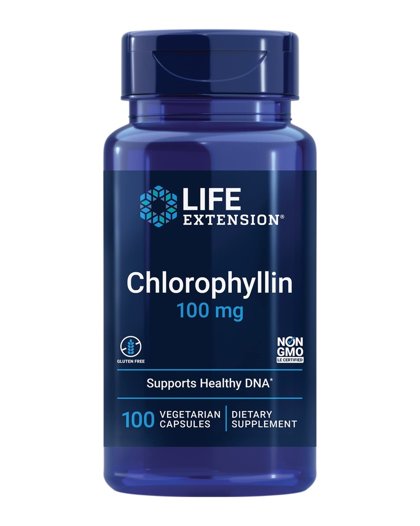 Estratto di clorofillina, antiossidante & DNA Health Support, Senza glutine, Non OGM, Vegetariano, 100 capsule vegetariane