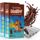 YUM-V'S - Ours au chocolat à croquer multivitamine pour enfants - Supplément multivitamine pour enfants - 16 Vitamines et minéraux - Vitamines incluant le complexe D, Zinc, C, B et plus, 60 Nombre (paquet de 2)