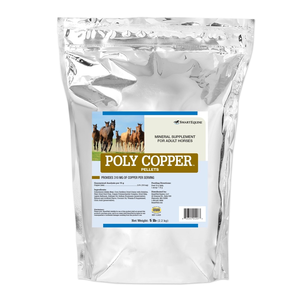Poly Kupfer Pellets | Equine Horse Coat Ergänzungen für Haut | Vitamine & Minerals Ergänzungen für Pferde Knochen und Stoffwechsel | 5 lb Tasche