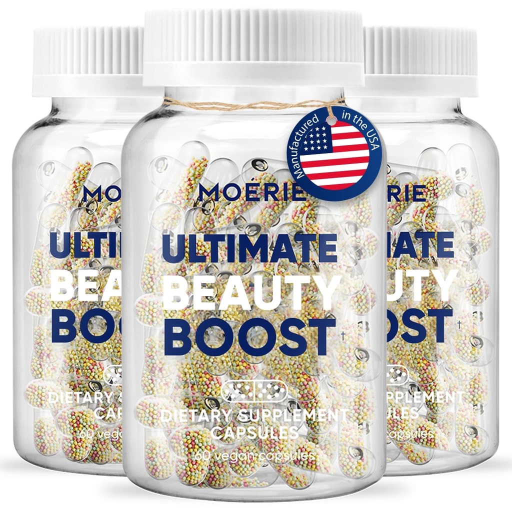 Moerie Hair Growth Supplement für Damen und Herren - Haar Haut und Nägel Vitamine mit Biotin, Q10 & Minerals - Für Thicker, Fuller Hair & Hair Loss Treatment - Advanced Beadlet Delivery System - 180 Pillen