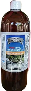 Argent Sterling Pure Ionic Colloïdal Argent Hydrosol liquide 10PPM - 32 Oz - Supplément de soutien immunitaire - Nano Silver Minerals Solution d'eau pour adultes, enfants, animaux de compagnie, chiens, chats - Sans odeur et sans goût