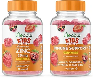 Lebendige Zink 25mg Kinder + Immununterstützung Kinder, Gummie Bundle - Great Tasting, Vitamin Supplement, Glutenfrei, GMO frei, Kaugummi
