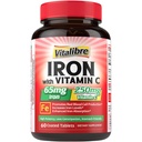 Supplément en fer, 65 mg de fer carbonyle avec 250 mg de vitamine C, pilules de fer amies de l'estomac pour les femmes et les hommes de la construction de sang, haute absorption, pas de nausée, pas de constipation, non-OGM, pas de gluten, 60 onglets végétaliens