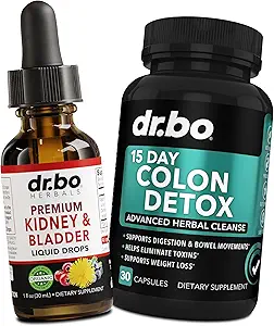 Timoneria di sostegno del rene & Detox del detergente del colon - Integratori della vescica del rene organici Gocce, 15 giorni Pillole di pulizia intestinale Probiotico - Renal Cleanse Detox movimento del tassello urinario