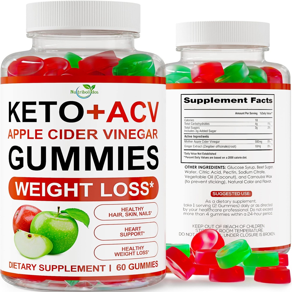 Keto ACV Gummies Advanced Weight Loss - ACV Keto Gummies für Weight Loss - Keto Gummy Supplement für Damen und Herren - Cleanse - Detox - Apfelessig - Made in USA