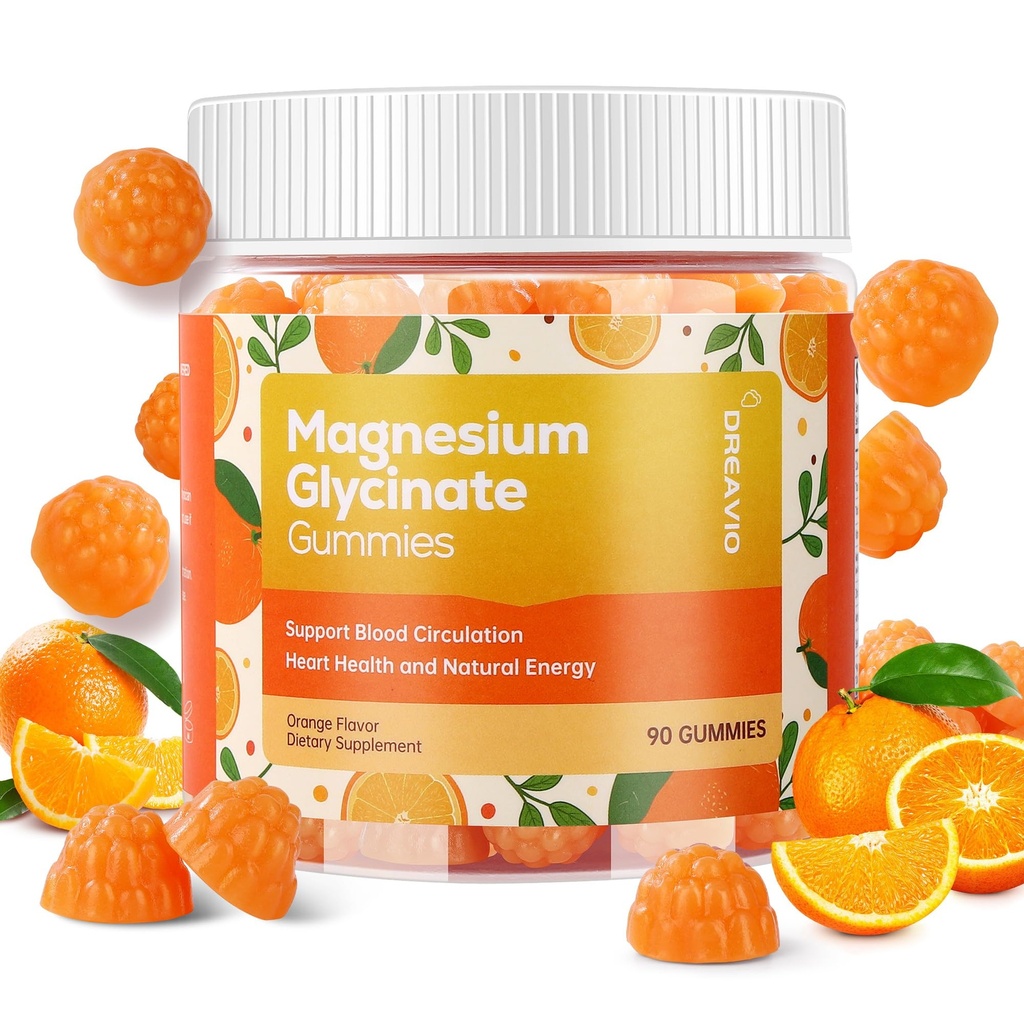 90 Compte Glycinat de magnésium Gommies 400mg w/Ashwagandha Supplément - Supplément sans sucre Zinc Magnésium Glycinate Supplément Ashwagandha Gommies pour adultes Orange Arôme