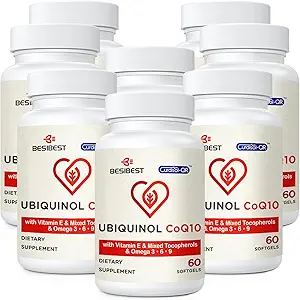 Ubiquinol CoQ10-600mg-Softgel, Active Coq10 Ubiquinol Supplemento con vitamina E & Omega 3, 6, 9, alto assorbimento-Coenzyme-Q10, potente antiossidante per la produzione di energia, testato, 480 conte
