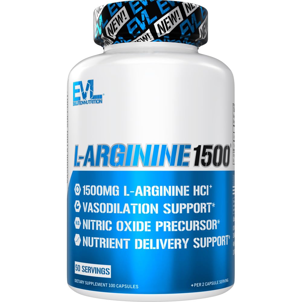 Evlution Nutrition Nitric Oxide Booster L-Arginin Ergänzung - Hohe Potenz Nitric Oxid Ergänzung mit 1500mg L Arginine HCL für Enhanced Pumps Energie Muskelwachstum und Vascularity NO Booster