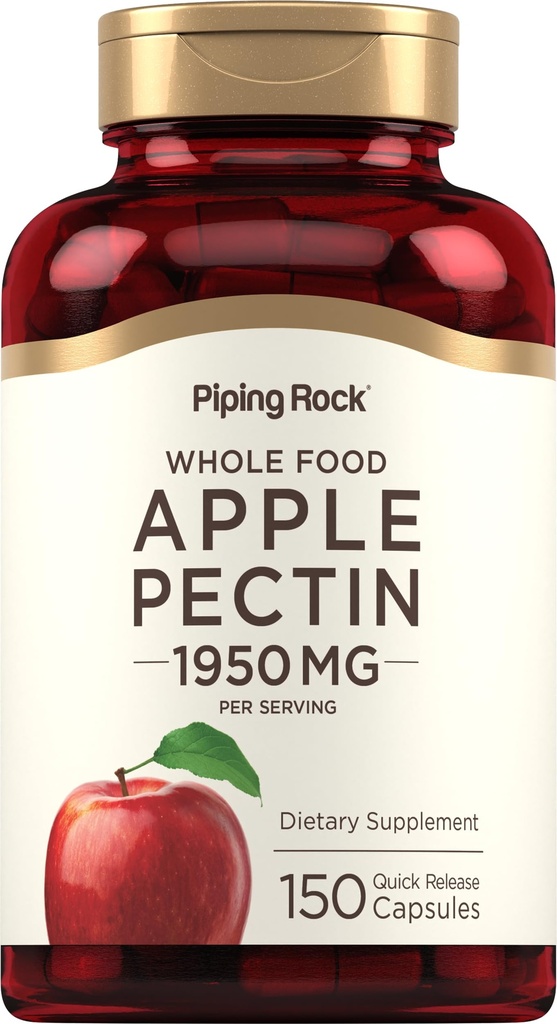 Piping Rock Apple Pectin Capsules de 1950 mg de 150 pilules Supplément alimentaire de 1950 sans OGM, sans gluten