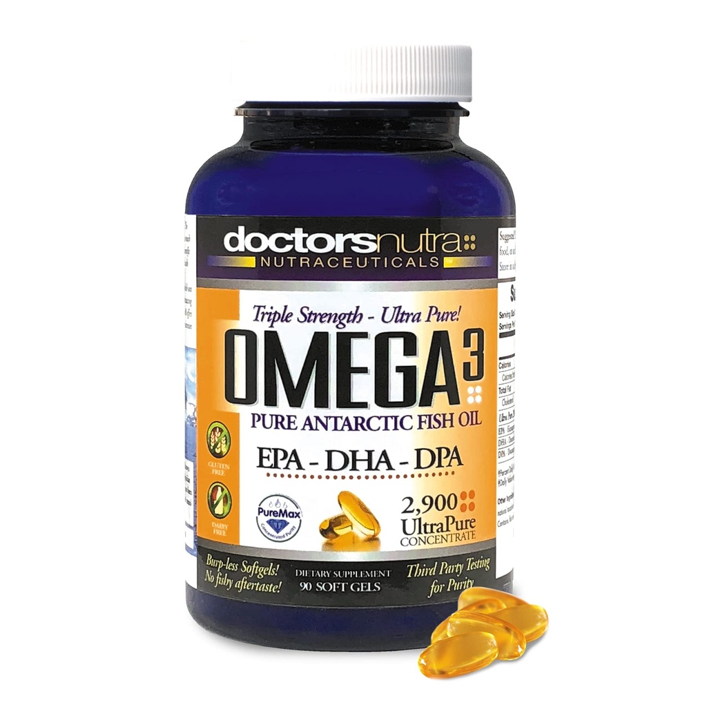 Omega 3 DPA Fischöl 2,900 Milligramm Triple Strength Ultra Pure Concentrated, EPA-DPA-DHA, SoftGels - 30 Portionen