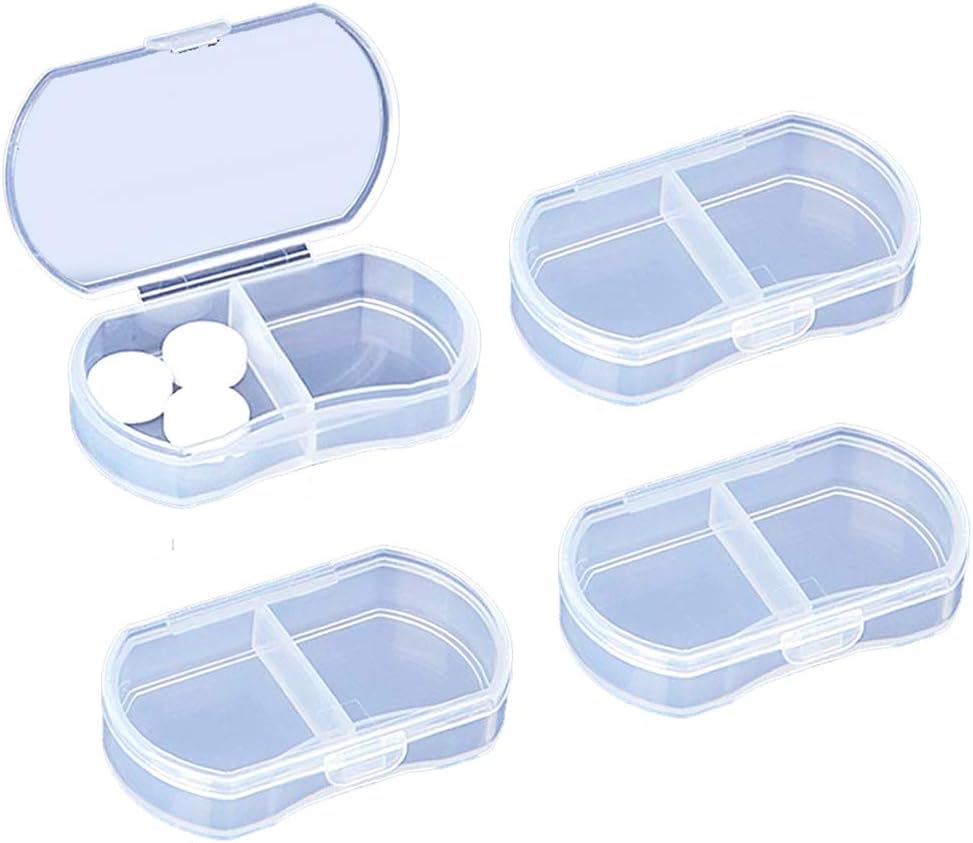 4PCS Pillen Fall für Geldbörse kleine Pille Organizer Portable Reisen Tägliche Pillen Container AM &amp; PM Mini Pillen Box Vitamin, Fischöl, Supplement Halter
