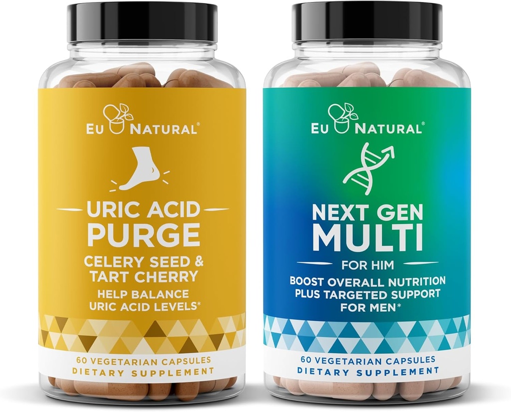 Uric Acid Purge e Next Gen Multi per Lui Bundle - Detox e Cleanse per il supporto congiunto & Active Mobility Plus 26-in-1 Multivitamina degli uomini avanzati