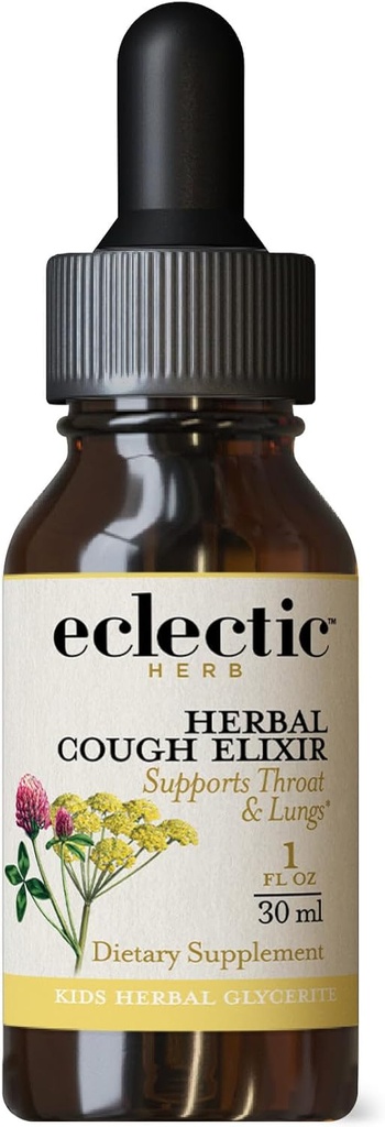 Eclettico Institute Kids, Herbal Cough Elixir, Black Cherry Flavored | Non-GMO, Gluten-Free | 1 fl oz (30 ml)