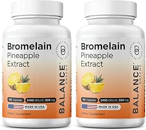 Balancebreens Bromelain 500mg Kapseln – 2400 GDU Ananas-Extrakt-Ergänzung für Gelenkunterstützung, natürliche Quellunterstützung und gesunde Verdauung – 180 Bio-Kapseln Made in USA
