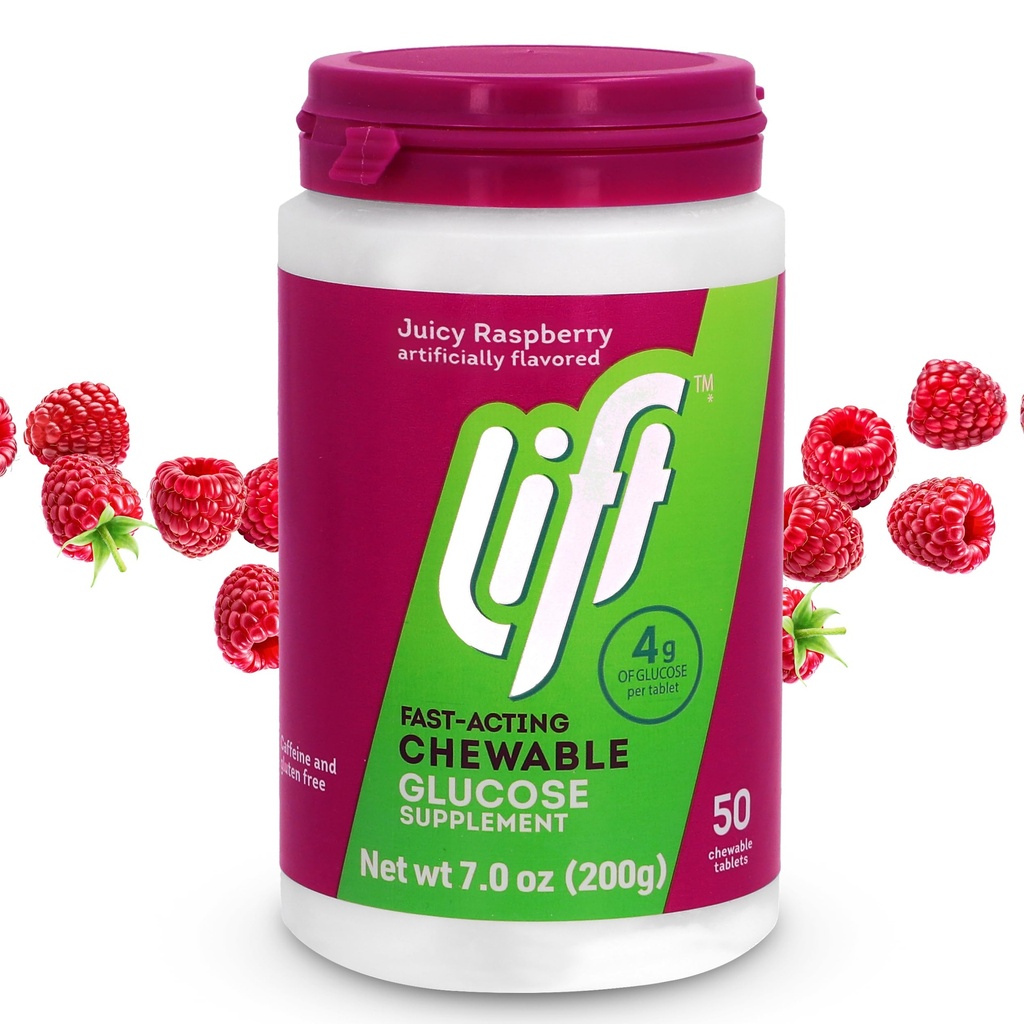 Lift Glucose Fast-Acting Glucose Kaubare Energie Tabletten, Raspberry, 50 ct Jar (Pack von 1)