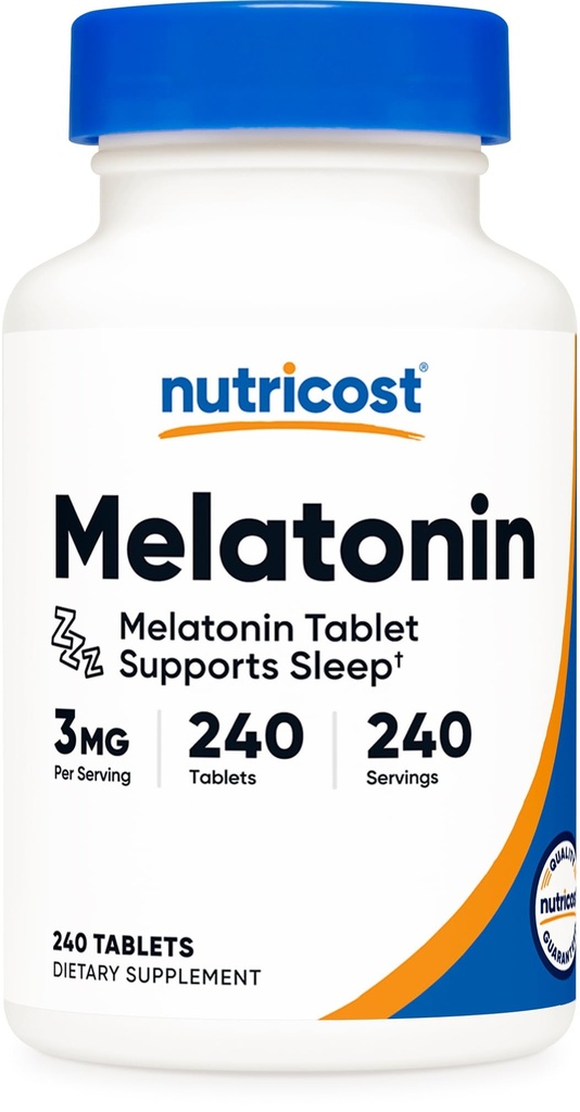 Nutricost Melatonin 3mg, 240 Tabletten - 3mg Per Servieren, Non-GMO, Glutenfrei