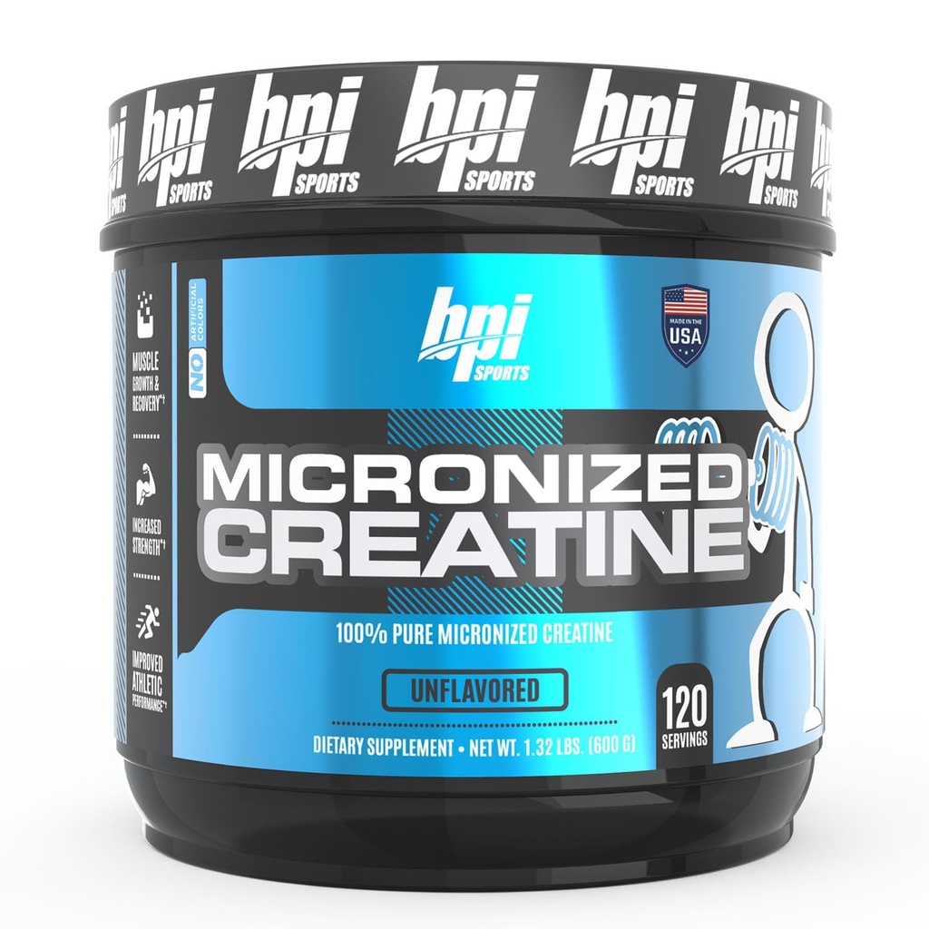 BPI Sports Micronized Creatine - Stärke erhöhen - Verringern Sie Fatigue - Lean Muscle Building - 100% reine Kreatin - Bessere Absorption - Unterstützt Muskelwachstum - Entflammt - 120 Servierungen - 21.16 Unze