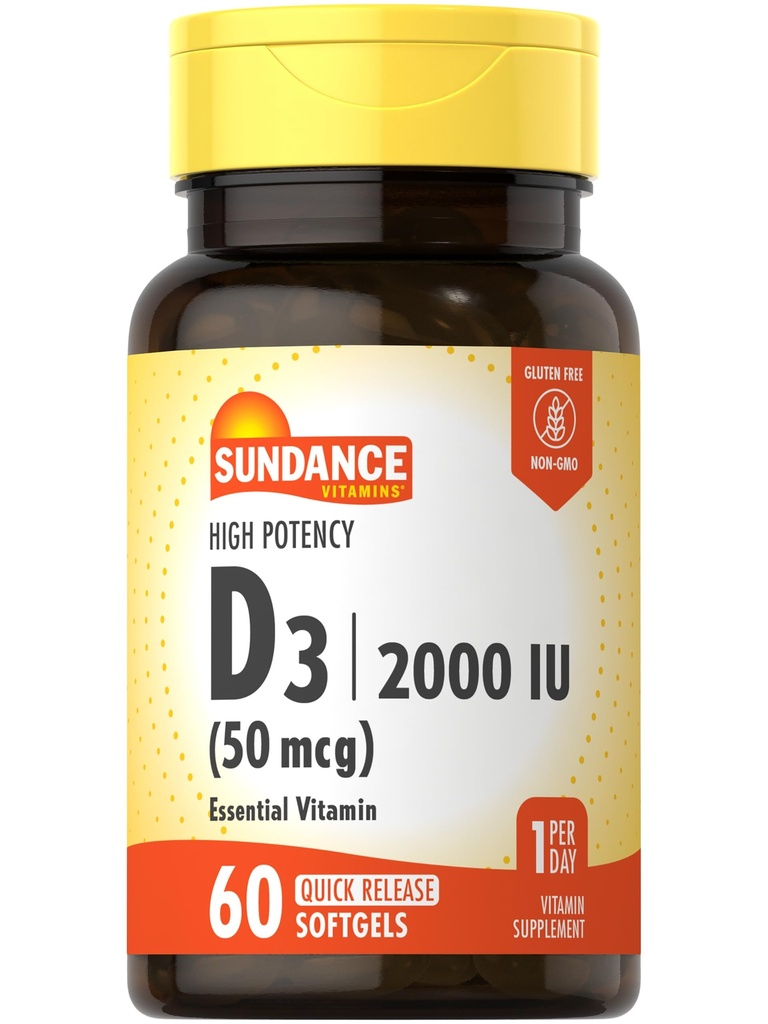 Sundance Vitamine D3 2000UI 60 softgels à libération rapide