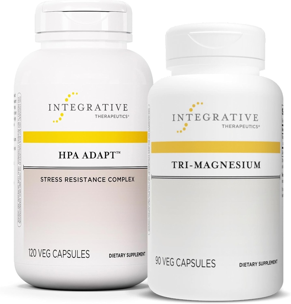 Terapia Integrativa Bundle con Tri-Magnesium, 90 capsule & HPA Adapt, 120 capsule vegane - Supporta la funzione cardiaca & Bone Salute* - Supporta la risposta di stress sano con Ashwagandha*