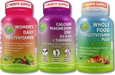 Multivitamines véganes et trio de calcium–multivitamine alimentaire avec fer + femmes Multivitamine quotidienne avec fer + Calcium à base végétale, Magnésium, Zinc, D3, K2 & Turmeric – Support énergie, os et imune