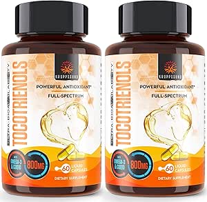 Kroppssund Tocotrienols 800mg Supplement | Reich an Vitamin E Tocotrienols | Herz-Kreislauf-, Antioxidans, Cellular Energy Production - 120 Flüssigkapseln