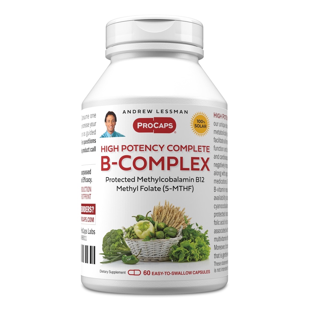ANDREW LESSMAN High Potency B-Complex 60 Kapseln - mit High Levels von Folate Complex und Biotin, fördert zelluläres Wachstum, Energie, Immunfunktion, Entgiftung, Fat Metabolism und mehr