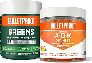 Verts à l'épreuve des balles, 8,4 onces et vitamines A+D+K Gummies, 60 Nombre