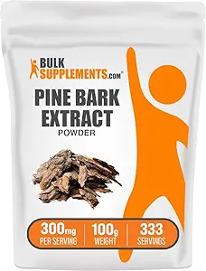 BulkSupplements.com Pine Bark Extrakt Pulver - Kräuterergänzung, Pine Bark Pulver - Antioxidantien Unterstützung, Glutenfrei - 300mg pro Servierung, 100g (3,5 oz) (Pack von 1)