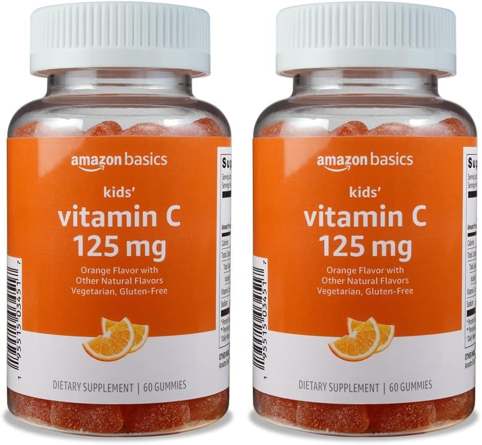 Vitamina C 125mg Gummies, Arancione, 60 Conte, Salute Immune, Alimentazione 2 Mesi (Precedentemente Solimo) (Pacchetto di 2)