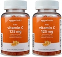 Bases Vitamine C pour enfants 125 mg Gommies, Orange, 60 Compte, Santé immunitaire, 2 mois d'approvisionnement (précédemment Solimo) (Paquet de 2)