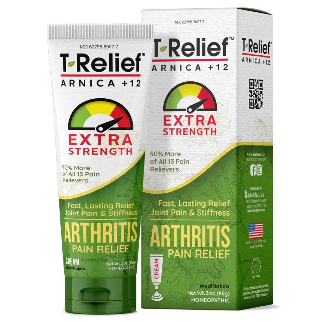 T-Relief Extra Forza Artrite Crema Arnica +12 Dolore alleviare le medicine naturali Aiutare Soothe Soreness Stiffness Aches & Pains in Giunti Naturalmente - 3 oz