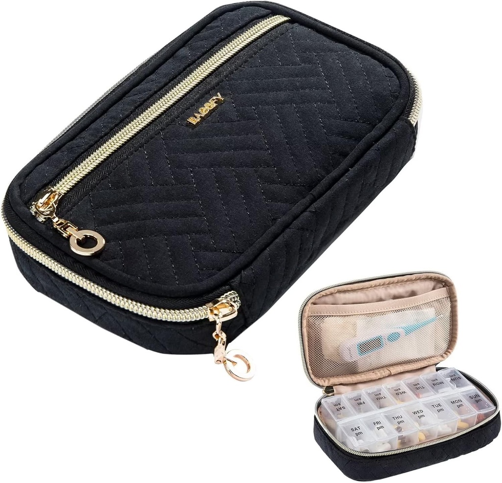 BAGSFY Pill Organizer Case 2 volte al giorno-settimana dell'organizzatore della medicina Scatola di viaggio con il contenitore di caso di medicina 7 giorni rimovibile per olio di pesce, vitamina, supplemento