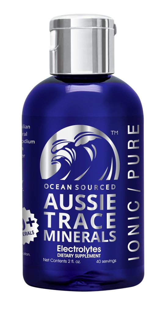 Aussie Trace Minerals - Magnésium Riche, faible sodium, gouttes d'électrolyte complètes pour l'hydratation, l'énergie et la récupération - Supplément liquide de 2oz / 60ml - Vegan, Keto Friendly