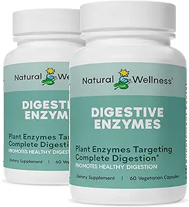 Enzimi digestivi del benessere naturale – Miscela enzimatica completa per la digestione sana, Assorbimento nutriente e sollievo dal gas, Bloating & Indigestion – 60 capsule vegetariane