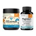 Sandhu's Bovine Colostrum Powder & Magnesium Glycinate Lysinate Kapseln | Hilft Gut, Immune Heath & Sleep Support