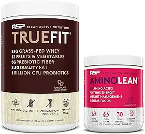 RSP NUTRITION AminoLean Pre Workout Energy (Fruit Punch 30 Serve) con TrueFit Protein Powder (Chocolate 2 LB)