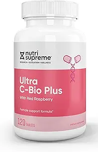 Nutri Suprme Ultra C-Bio Plus, Formula di supporto femminile con lampone rosso, vitamina C e bioflavonoidi , 120 compresse, Vegetariano, Kosher