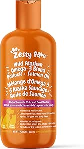 Zesty Paws Wild Alaskan Lachsöl für Hunde und Katzen- Haut und Mantel-Unterstützung, Omega 3 Ergänzung für Haustiere, 8,5oz