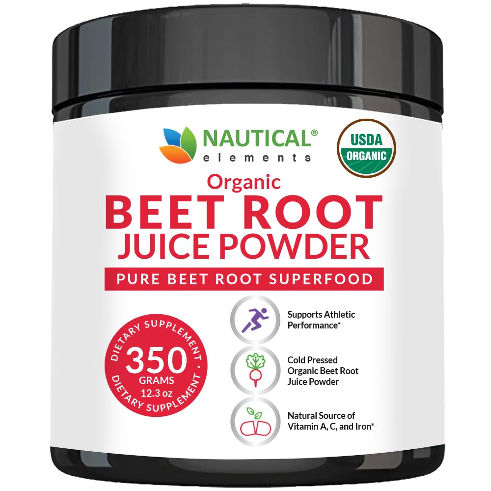 Poudre de jus de betterave biologique - 20:1 Concentration Poudre de betterave biologique - Support de circulation - Riche en oxyde nitrique - Cold-Pressed 100 portions de poudre de betterave- 12,3oz