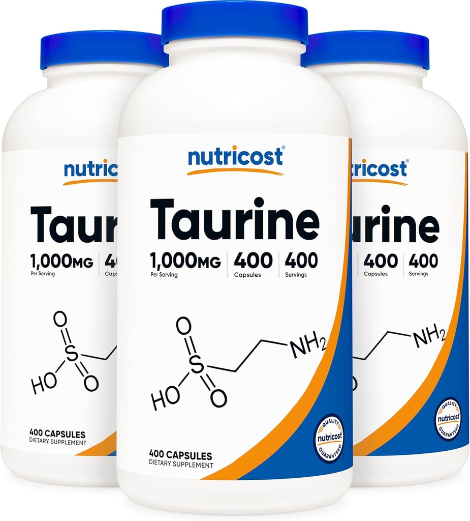 Nutricost Taurine 1000mg; 400 capsule (3 bottiglie)