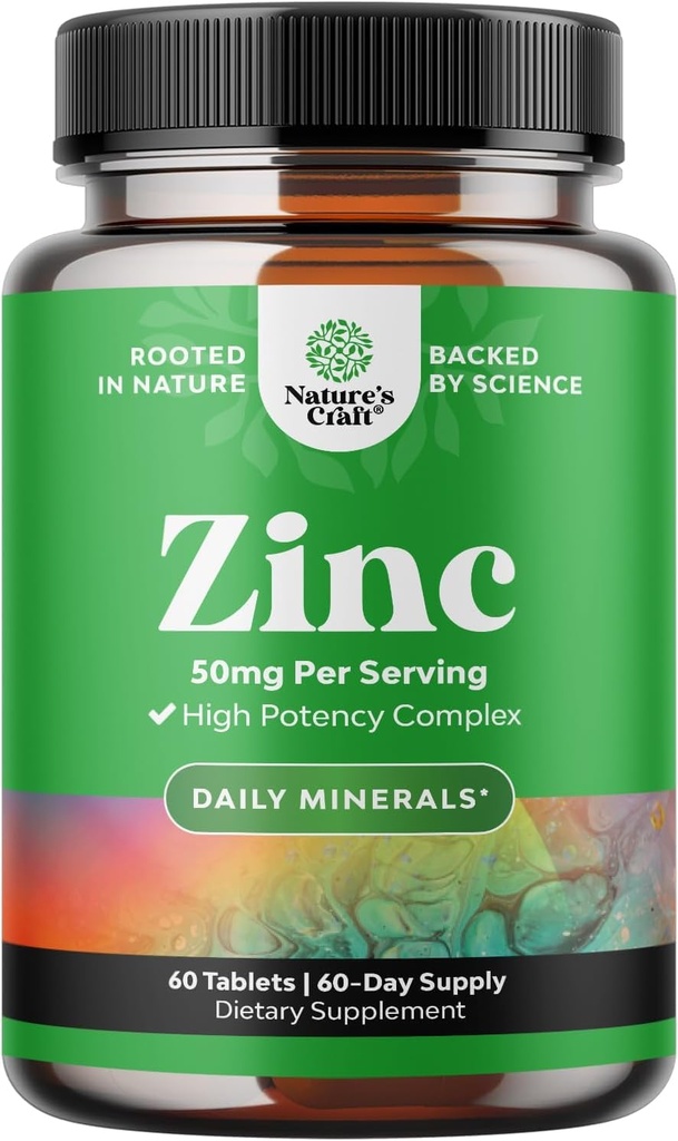 Zinc 50mg Immununterstützungsergänzung - Zink-Komplex Ergänzung für Immunsystem und zu verbessern Haar Haut und Nägel Vitamine - einfach zu schlucken Potent täglich Tablets für Erwachsene