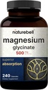 NatureBell Glycinate Magnésium Glycinates 500mg & Complexe Vitamine B pour les femmes 240 Capsules Veggie Pack de packs de produits minéraux chélatés et purifiés